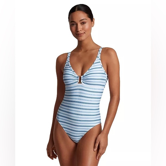 NWT Lauren Ralph Lauren Striped One-Piece Swimsuit Sz 6